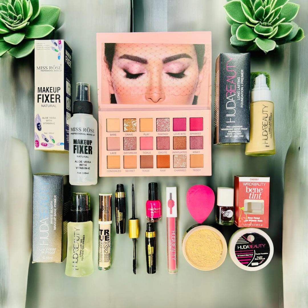 12 in 1 Makeup Deal Makeup Fixer,Liquid Foundation, Primer, and many more for girls